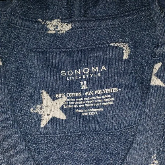 Womens sweatshirt hoodie navy and white stars - Picture 3 of 7